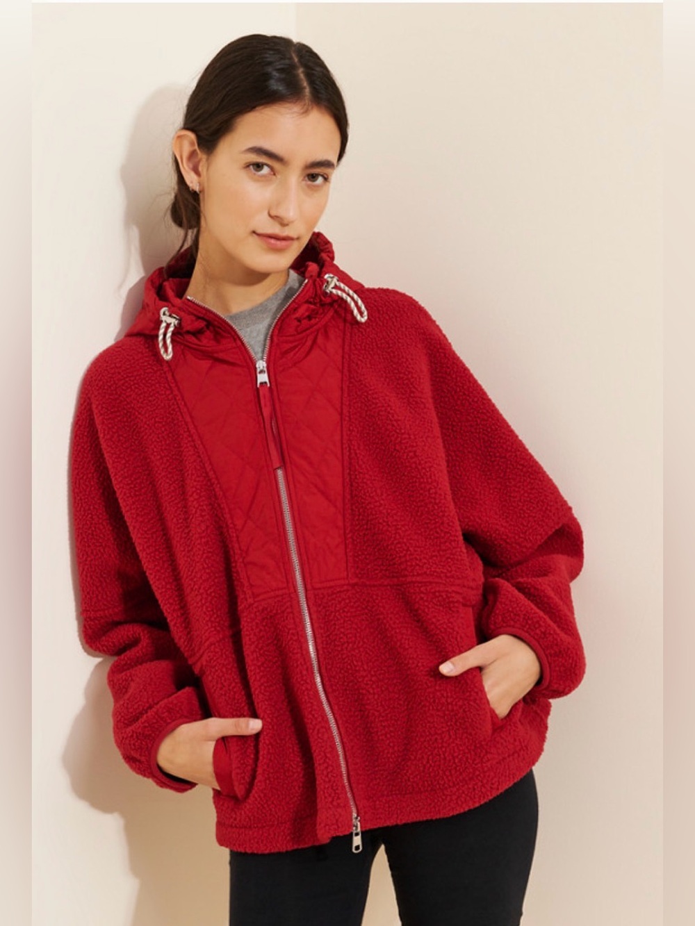 Varley Richfield Quilted Fleece Hooded Red size XS
